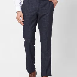 Park Avenue Men Mid Rise Checked Smart Slim Fit Formal Trousers-picture-11