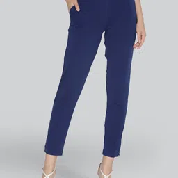 LYRA Women Mid-Rise Original Fit Knitted Casual Cotton Trousers-image-61