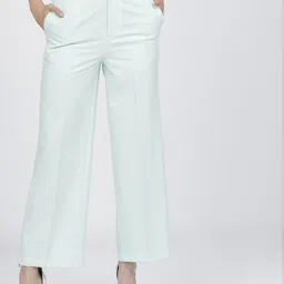Tokyo Talkies Women Green Flared High-Rise Parallel Trousers-picture-49