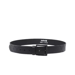 SPYKAR Men Black Textured Leather Belt image 1