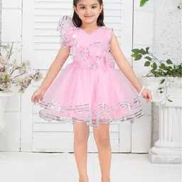 BAESD Girls Round Neck Ruffled Net Fit & Flare Dress-picture-54