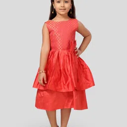 BAESD Girls Ethnic Printed Silk Layered Fit & Flare Dress-picture-31
