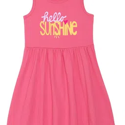 Wear Your Mind Girls Round Neck Typography Printed Pure Cotton A-Line Dress-picture-16