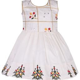 Wish Karo Girls Floral Embroidered Round Neck Satin Fit & Flare Dress-picture-22