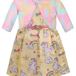 Wish Karo Girls Printed Silk Fit & Flare Dress With Jacket-picture-47