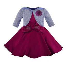 Wish Karo Girls Bow Detail Sleeveless Satin Fit & Flare Dress With Jacket-picture-43