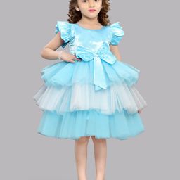 Pink Chick Girls Flutter Sleeve Layered Net Fit & Flare Dress-picture-39