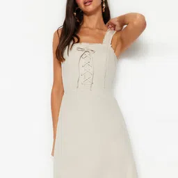 Trendyol Shoulder Straps Pure Cotton Fit & Flare Dress-picture-17