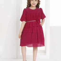 Peppermint Puff Sleeves Fit & Flare Dress image 1