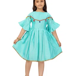 Aarika Girls Embellished Bell Sleeve Fit & Flare Dress-image-31