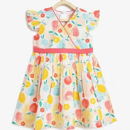 Campana Girls Conversational Print Cotton Fit & Flare Casual Dress-picture-41