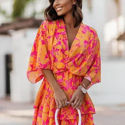 StyleCast x Revolte Floral Printed Flared Sleeve Layered Fit & Flare Dress-picture-20
