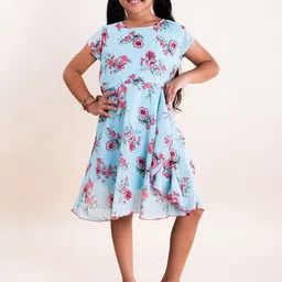 KiddoPanti Floral Print Georgette Fit & Flare Dress image 1