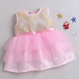 MANY FROCKS & Girls Floral Self Design Net Fit & Flare Dress-picture-37