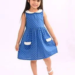 Beebay Girls Lace Trim Peter Pan Collar Polka Dot Pocket Dress-picture-34