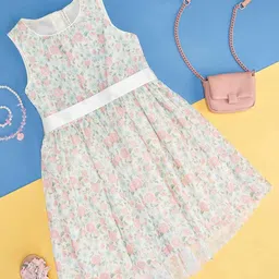Pantaloons Junior Girls Floral Printed Fit & Flare Dress-picture-46