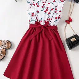 BAESD Girls Floral Printed Fit & Flare Dress Comes With A Belt-picture-42