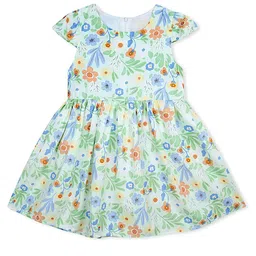 BAESD Girls Floral Print Round Neck Short Cap Sleeves Cotton Fit & Flare Dress-picture-25