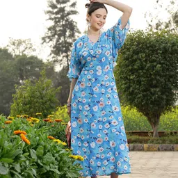 plusS Floral Print Flared Sleeves Fit & Flare Maxi Dress-picture-22