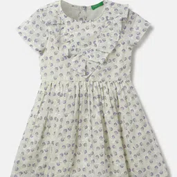 United Colors of Benetton Girls Floral Printed Ruffled Cotton Fit & Flare Dress-picture-46