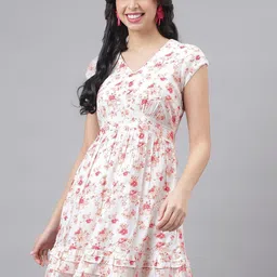 Latin Quarters Floral Printed Gathered Fit & Flare Dress-picture-34