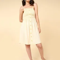 Mast & Harbour Cream-Coloured Fit & Flare Dress-picture-34