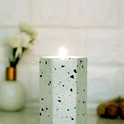POSH-N-PLUSH White Textured Marble T-Light Holder-image-90