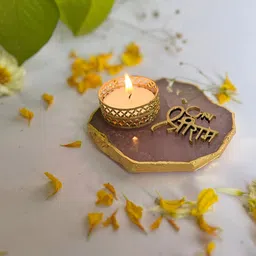 HOMEARTE Pink Jai Shree Ram Tea Light Candle Holder-image-11