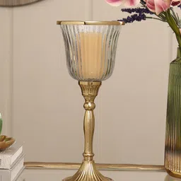 Pure Home and Living Transparent Textured Glass Votive Candle Holders-image-0