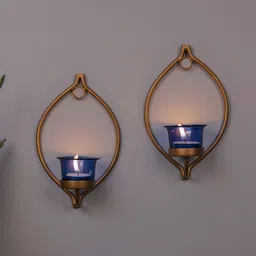 Homesake Set of 2 Gold-Toned Solid Metal T-Light Candle Holders-image-67