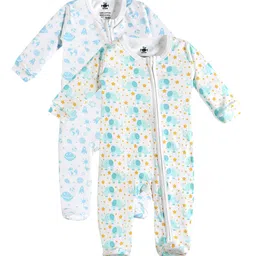 The Mom Store Infants Pack Of 2 Printed Pure Cotton Sleepsuits-picture-42