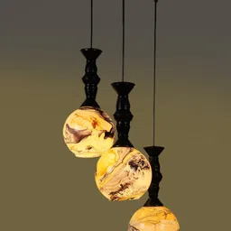 MFD HOME FURNISHING Black & Yellow Printed 3D Cutdoom Ceiling Lamp-picture-36