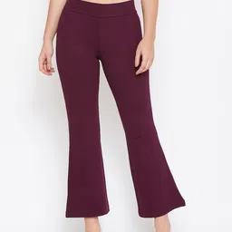 TULIP 21 Women Maroon Smart Slim Fit Solid Bootcut Trousers-picture-29