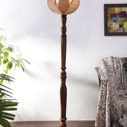 Devansh Beige Bamboo Rose Textured Wooden Floor Lamp-picture-12