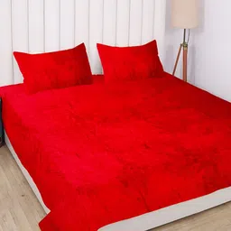 RD TREND Red 210 TC King Bedsheet with 2 Pillow Covers-picture-26