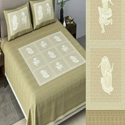Qfab Yellow Geometric 350 TC King Bedsheet with 2 Pillow Covers-picture-35