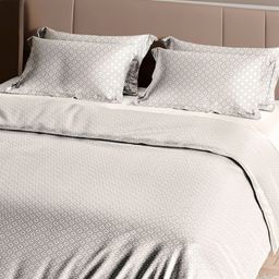 Myntra Elegant Homes Cream-Coloured Geometric 400 TC King Bedsheet with 2 Pillow Covers-picture-35