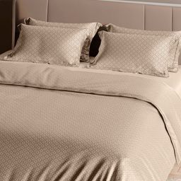 Myntra Elegant Homes Beige Geometric 400 TC King Bedsheet with 2 Pillow Covers-picture-38