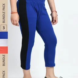 IndiWeaves Girls Pack of 3 Mid-Rise Cotton Capris-picture-22