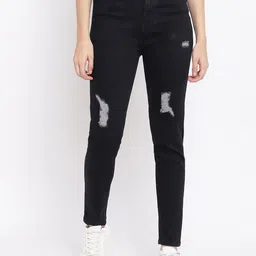 Belliskey Women Black Slim Fit Mildly Distressed Jeans-picture-30