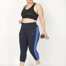 STUDIOACTIV Women Plus Size Striped Cropped Gym Tights-image-4
