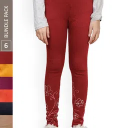 IndiWeaves Girls Pack Of 6 Ankle Length Wool Leggings-picture-26