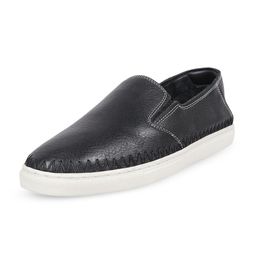 Hidesign Men Black Printed Leather Slip-On Sneakers-picture-20