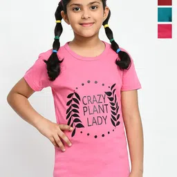 BAESD Girls Pack Of 4 Graphic Printed Knitted Cotton T-Shirts-picture-54