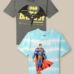 Kids Ville Boys Pack Of 2 Dc Comics Printed Pure Cotton T-Shirts-picture-23