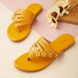 Tokyo Talkies Women Mustard Open Toe Flats-image-22