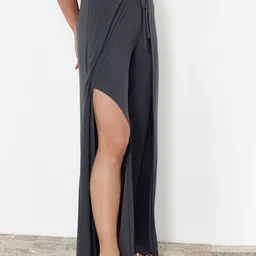 Trendyol Women Mid-Rise Slit Detail Trousers-image-84