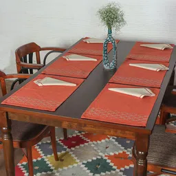 ZEBA 6-Pcs White & Red Printed Table Placemats & Napkins-picture-16