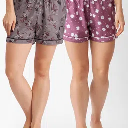 FashionRack Women Brown & Pink 2 Printed Lounge Shorts 155C/159C-picture-31