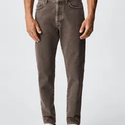 MANGO MAN Men Brown Light Fade Straight Fit Sustainable Jeans-picture-57